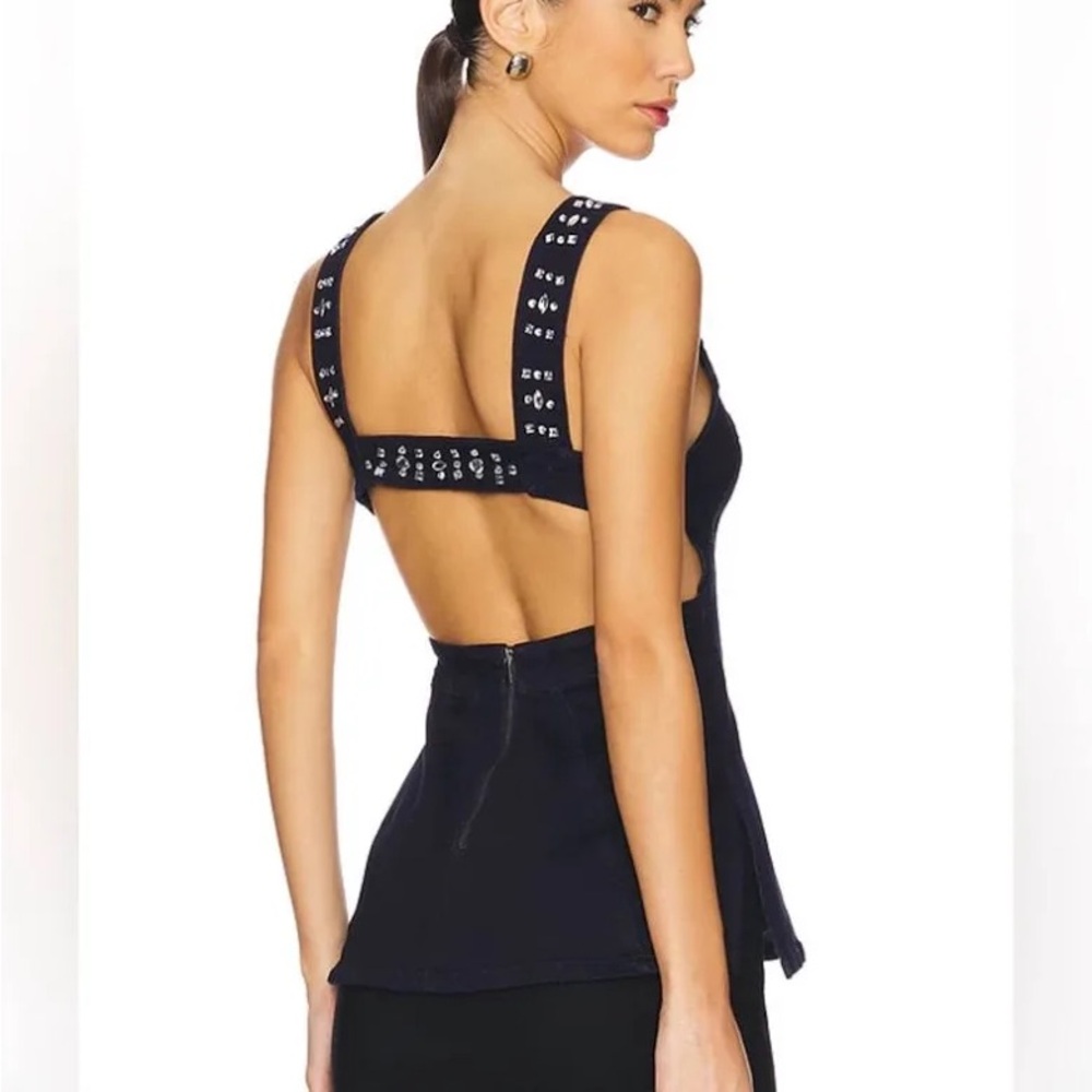 Free People Denim Rhinestone Top